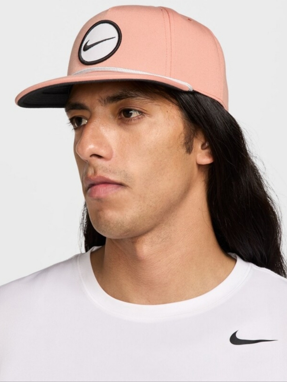 NWT Unisex Nike Pro Performanc Peach Pink Snapback Hat with White Rope Trim - Picture 4 of 9